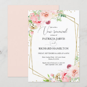 Blush Floral Elegant Geometric Wedding Vow Renewal Invitation
