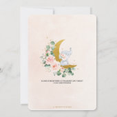 Blush Floral Elephant Over the Moon Baby Shower  Invitation (Back)
