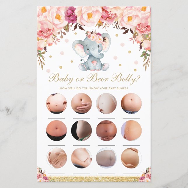 Blush Floral Elephant What's In Your Phone Game (Front)