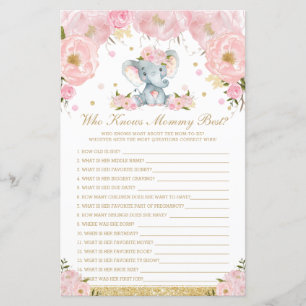 Blush Floral Elephant Who Knows Mommy Best Game