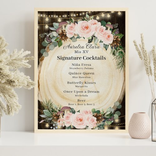 Blush Floral Enchanted Forest Signature Cocktails  Poster