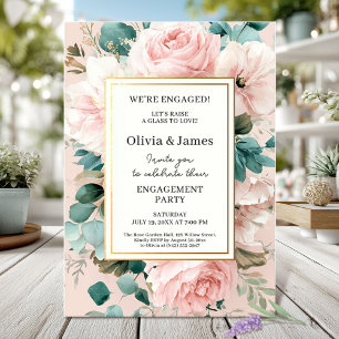 Blush Floral Engagement Party Invitation