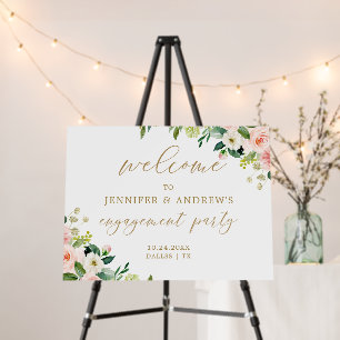 Blush Floral Engagement Party Welcome Sign