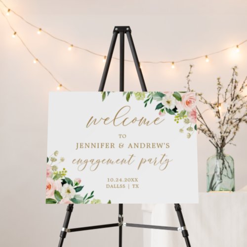 Blush Floral Engagement Party Welcome Sign
