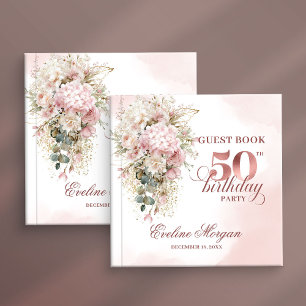 Blush Floral Eucalyptus 50th Birthday Guest Book