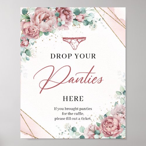 Blush floral eucalyptus Drop your Panties here Poster