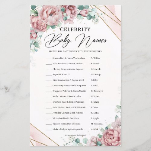 Blush floral eucalyptus gold Celebrity Baby Names