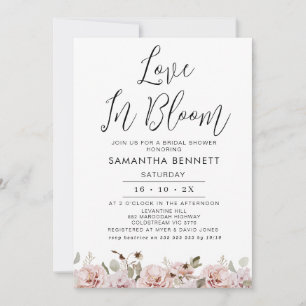Blush Floral Eucalyptus Love Bloom Bridal Shower Invitation
