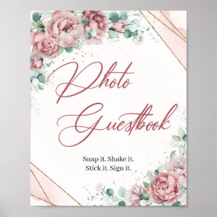 Blush floral eucalyptus Photo Guestbook game 