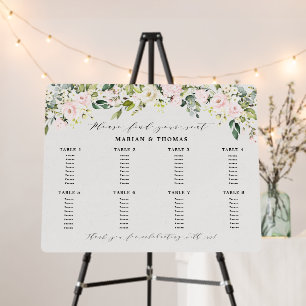 Blush Floral Eucalyptus Seating Chart 8 Tables Foam Board
