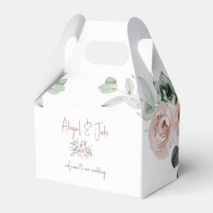 Blush Floral Eucalyptus Wedding Favor Boxes