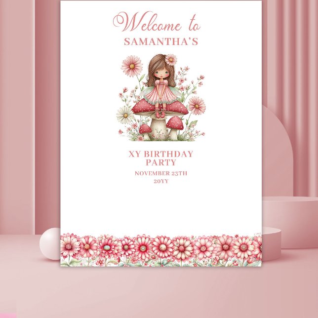 Blush Floral Fairy Cute 4th Birthday Backdrop (Blush Floral Fairy Cute 4th Birthday Backdrop)
