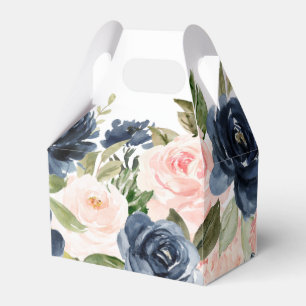 Blush Floral Favor Boxes Dusty Blue Favors