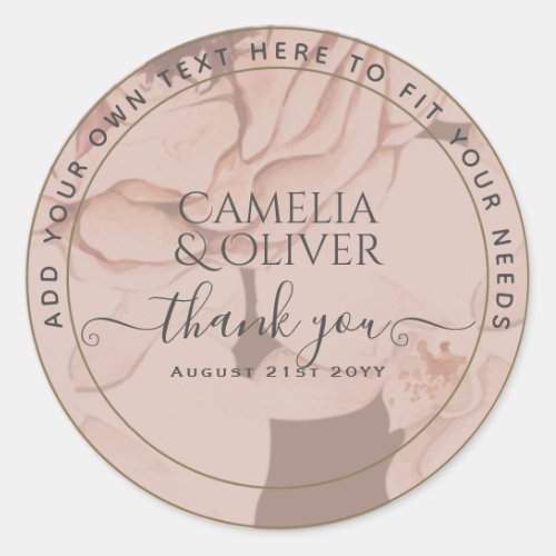 Blush Floral Favor Thank You Classic Round Sticker