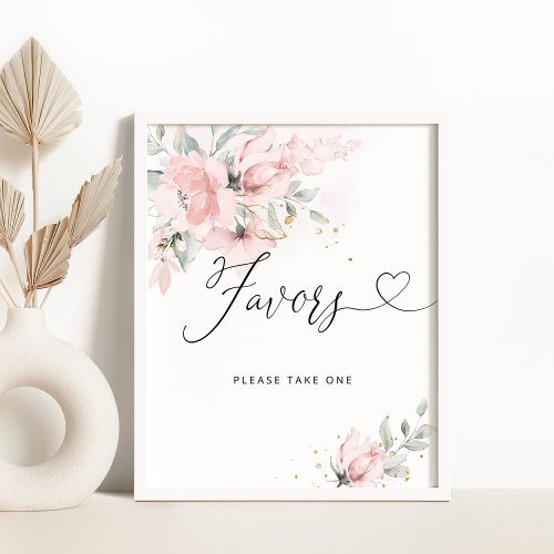 Blush floral Favors please take one Poster