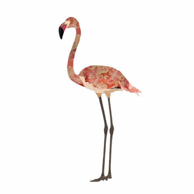 Blush Floral Flamingo Sculpture (Front)
