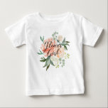 Blush Floral Flower Girl Baby T-Shirt<br><div class="desc">Customize the text to say a name or anything you'd like.</div>