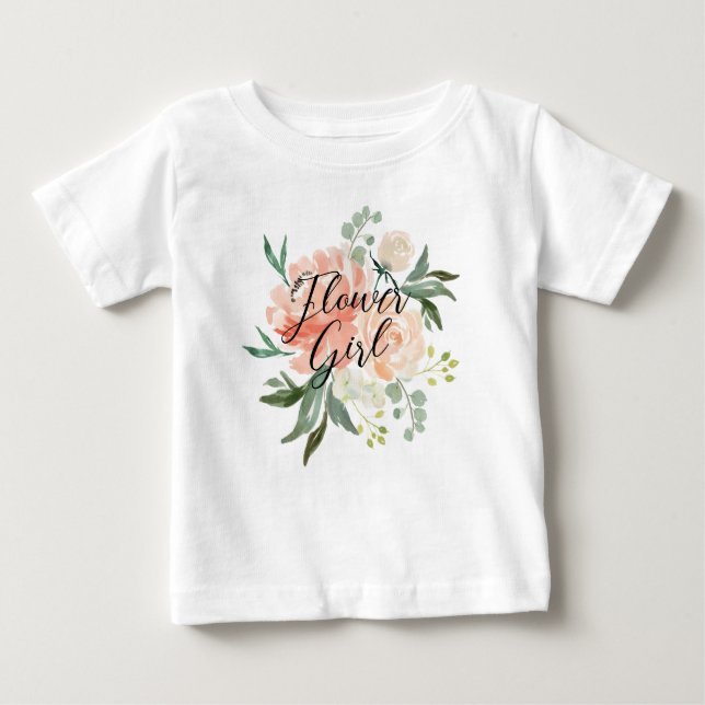 Blush Floral Flower Girl Baby T-Shirt (Front)