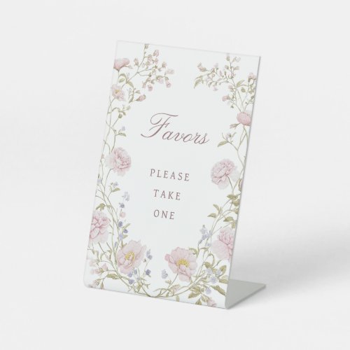 Blush Floral Frame Favors Pedestal Sign