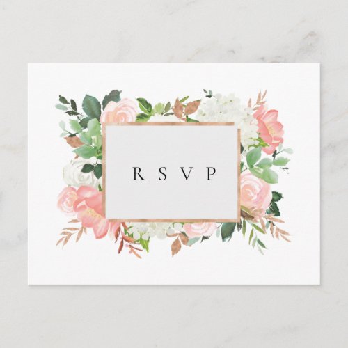 Blush Floral Frame Wedding RSVP Song Request Invitation Postcard
