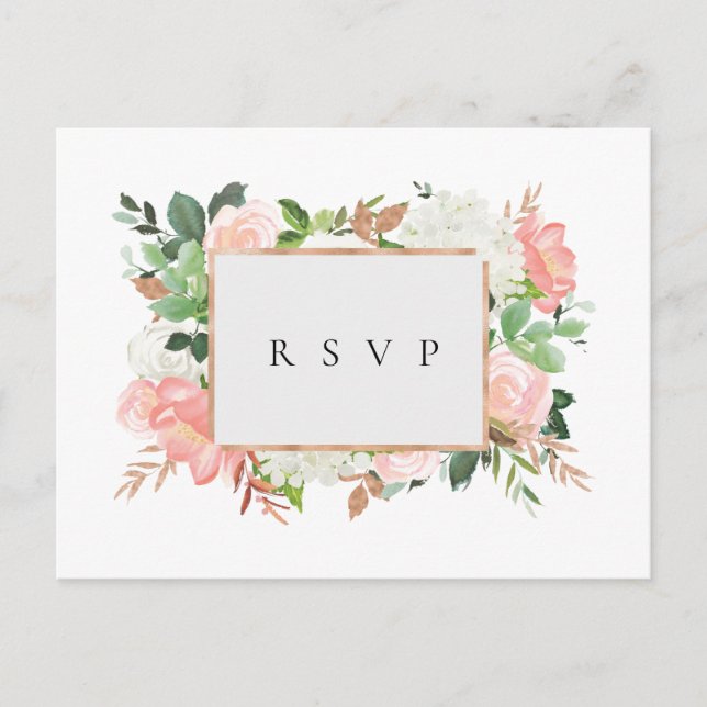 Blush Floral Frame Wedding RSVP Song Request Invitation Postcard (Front)