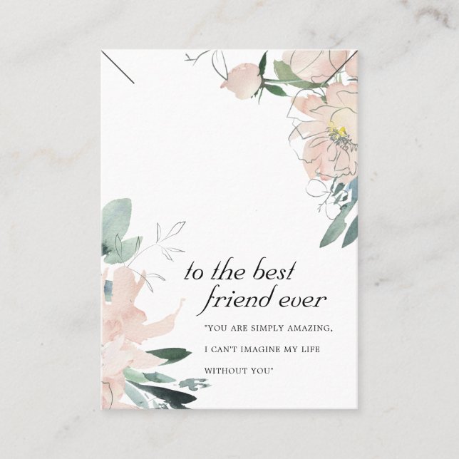 BLUSH FLORAL FRIEND GIFT NECKLACE DISPLAY CARD (Front)