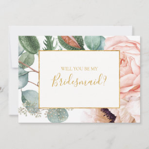 Blush Floral Garden Bridesmaid Proposal Card