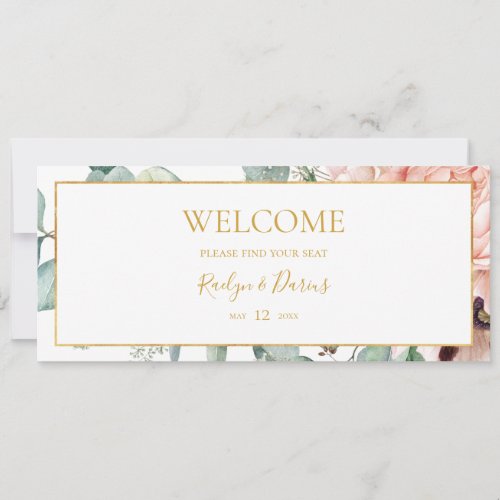 Blush Floral Garden Hanging Seating Chart Header