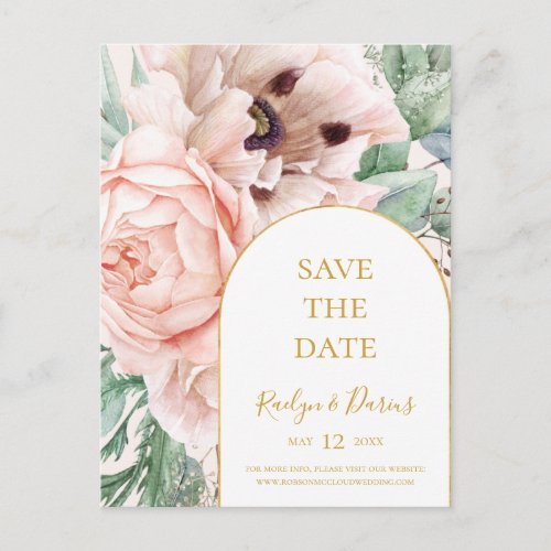 Blush Floral Garden Pastel Save The Date Postcard