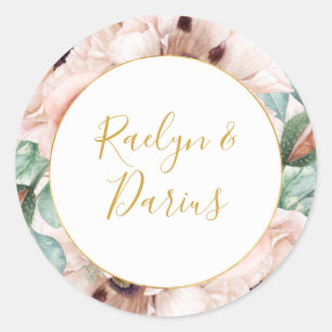 Blush Floral Garden Pastel Wedding Envelope Seals