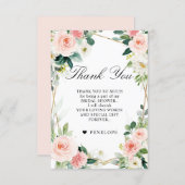 Blush Floral Geometric Botanical Bridal Shower Thank You Card (Front/Back)