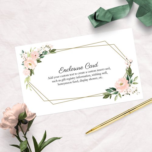 Blush Floral Geometric Bridal Shower Custom Enclosure Card