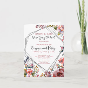 Blush Floral Geometric Engagement Party Invitation