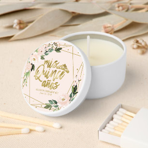 Blush Floral Geometric Quinceañera Mini Candle Favors