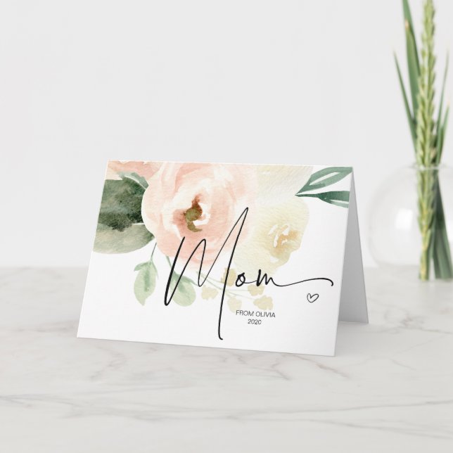 Blush Floral Gift for Mom Happy Mothers Day Heart Card (Front)