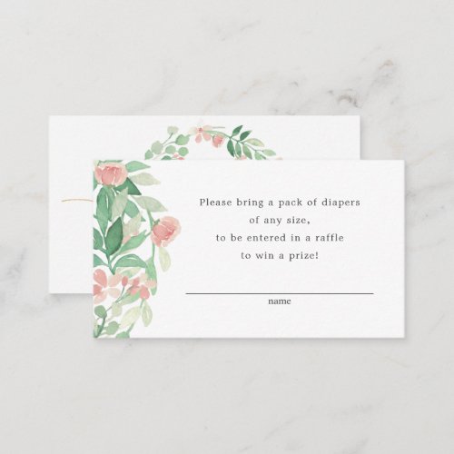 Blush Floral girl diaper raffle card
