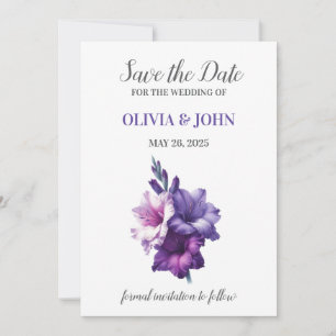 Blush Floral Gladiolus Wedding Save The Date Card