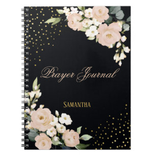 Blush Floral Gold Dot Personalized Prayer Journal