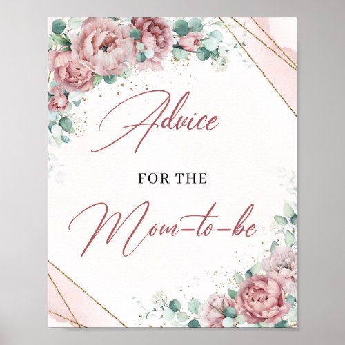 Blush floral gold frame Advice for the mom_to_be Poster