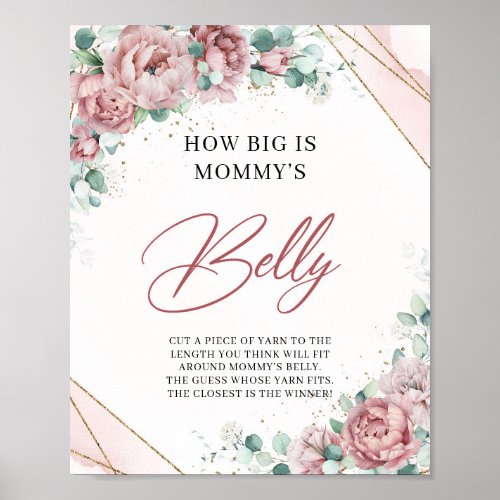 Blush floral gold frame How Big Is Mommys Belly Poster
