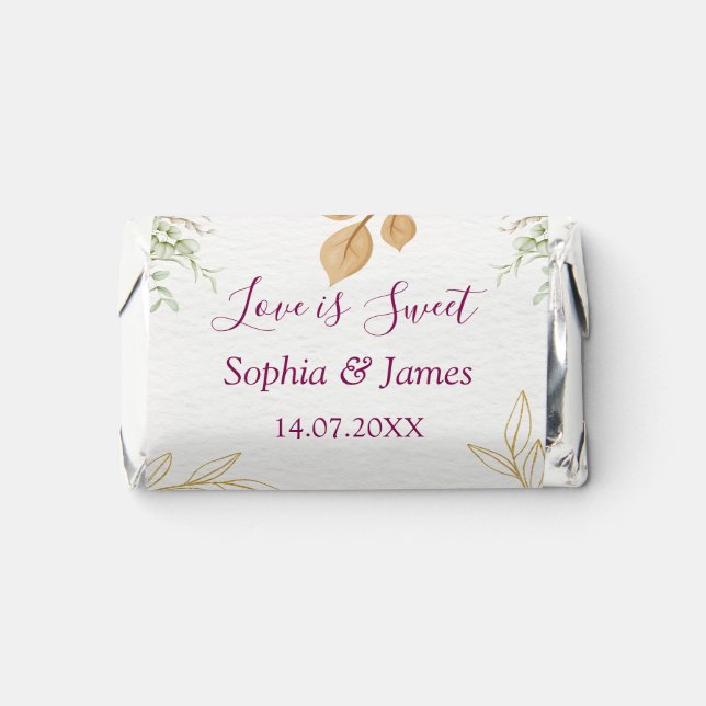 Blush Floral Gold Geometric wedding Hershey's Miniatures (Front)