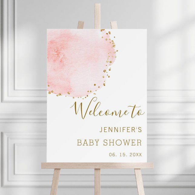 Blush Floral Gold Girl Baby Shower Welcome Foam Board (Creator Uploaded)