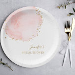 Blush Floral Gold Glitter Dots Bridal Shower Paper Plates<br><div class="desc">This paper plate features a painted watercolor floral petal in blush pink with faux gold glitter dots accents.  For more advanced customization of this design,  Please click the "Customize" button. Matching items are also available.</div>