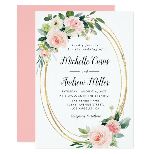 blush floral gold ring wedding invitation | Zazzle.com