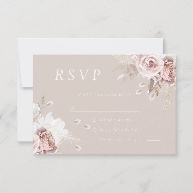 Blush Floral Gorgeous Wedding RSVP Card (Front)