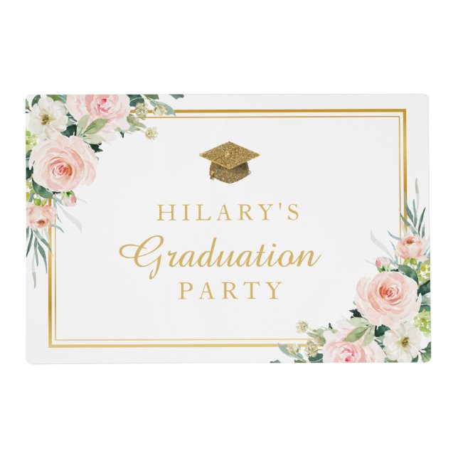 blush floral grad party Laminated Placemat (Front)