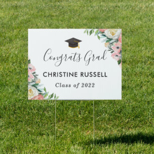 Blush Floral Graduation Yard Sign