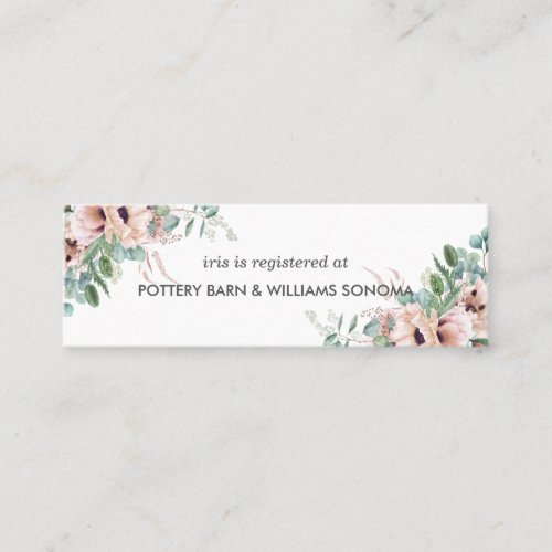 Blush Floral Greenery Bridal Registry Card Mini