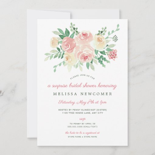 Blush Floral Greenery bridal shower 4196 Invitation | Zazzle