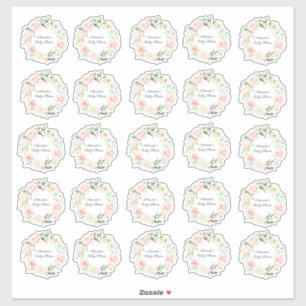 Blush Floral Greenery Girl Rustic Baby Shower Sticker